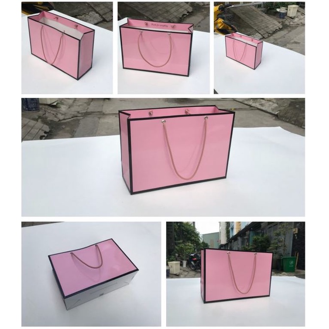 50 túi giấy quai ruy băng mẫu 19 đựng quà size 25x17x9cm