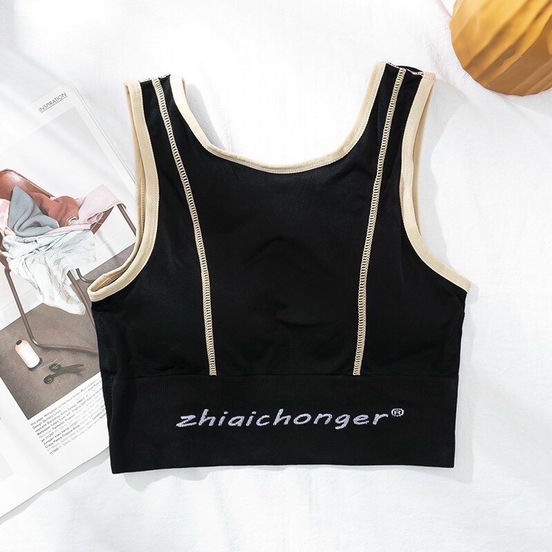 Áo Tập ❤️FREESHIP❤️ Áo bra croptop thun gân viền nổi 660 Trang Storeee