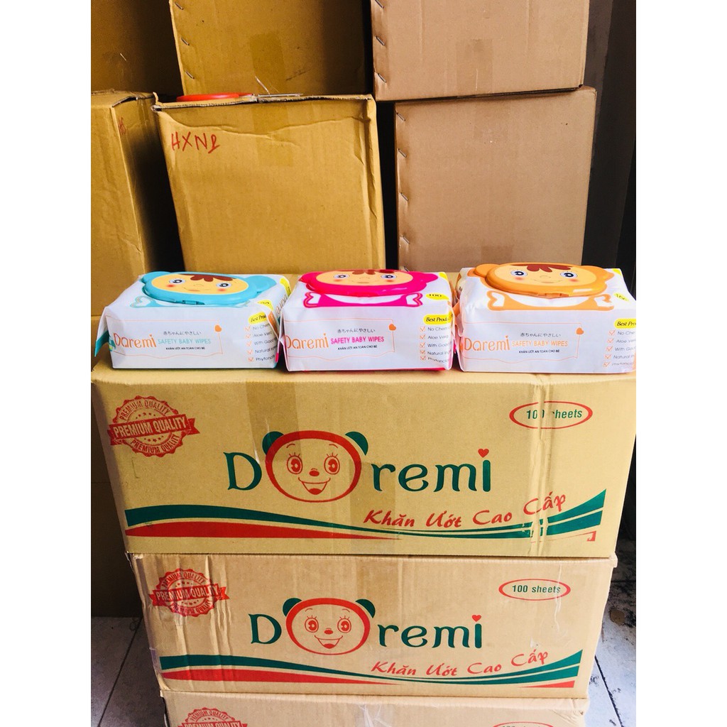 Khăn ướt không mùi DOREMI 100 tờ siêu to