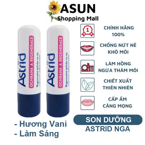 Son Dưỡng Mỡ Hươu Astrid Vitamin E Chính Hãng Nga 2 Phiên Bản