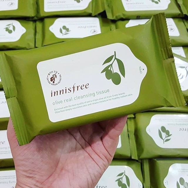 Khăn Giấy Tẩy Trang Innisfree Olive Real Cleansing Tissue