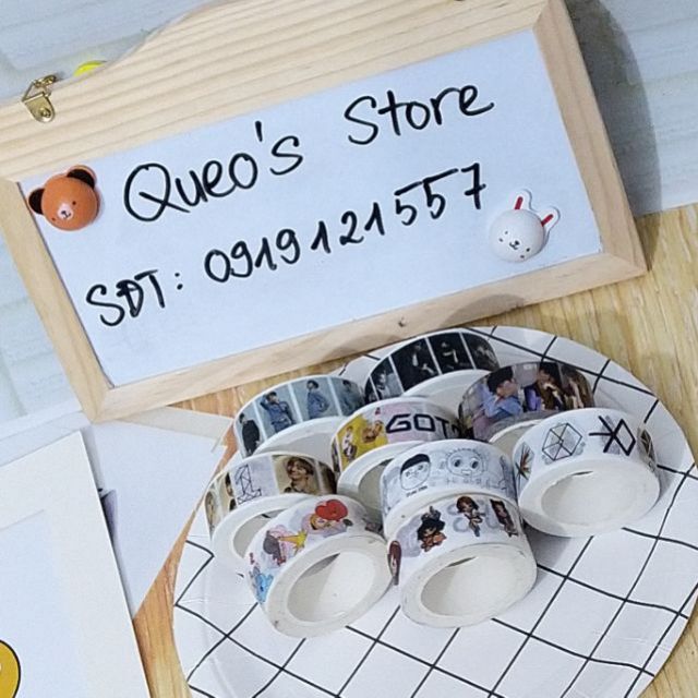 (Nhiều mẫu) Băng keo 10 mét BTS, BT21, Twice, Wanna one, EXO
