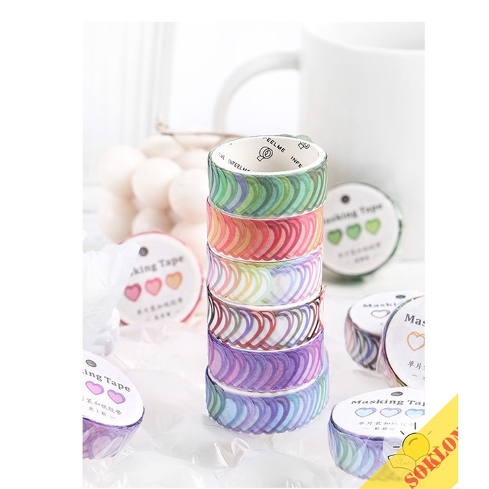 Cuộn 100 sticker trái tim dán trang trí sổ tay, take note, bưu thiếp handmade STI34