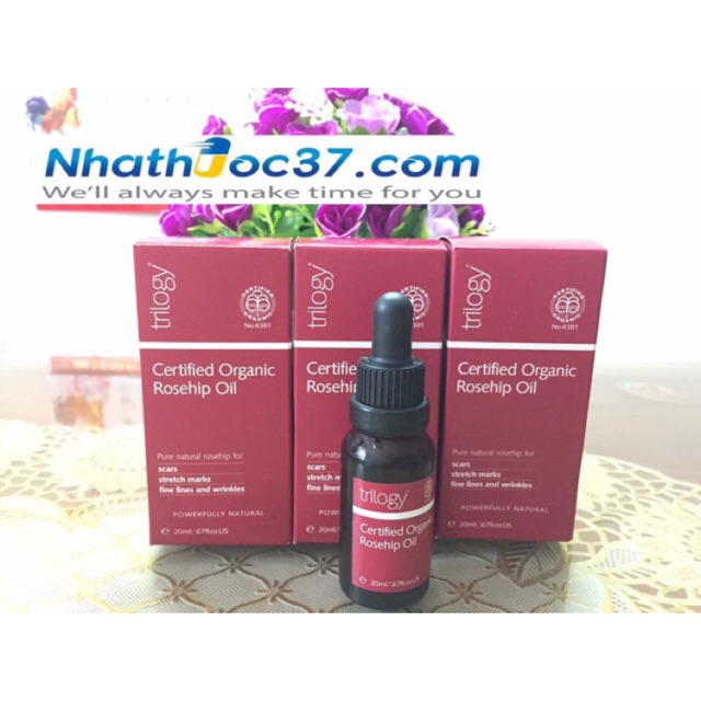 Trilogy Certified Organic rosehip oil - tinh dầu tầm xuân mờ thâm sẹo, sáng mịn da, làm mờ vết rạn da, giảm nếp nhăn