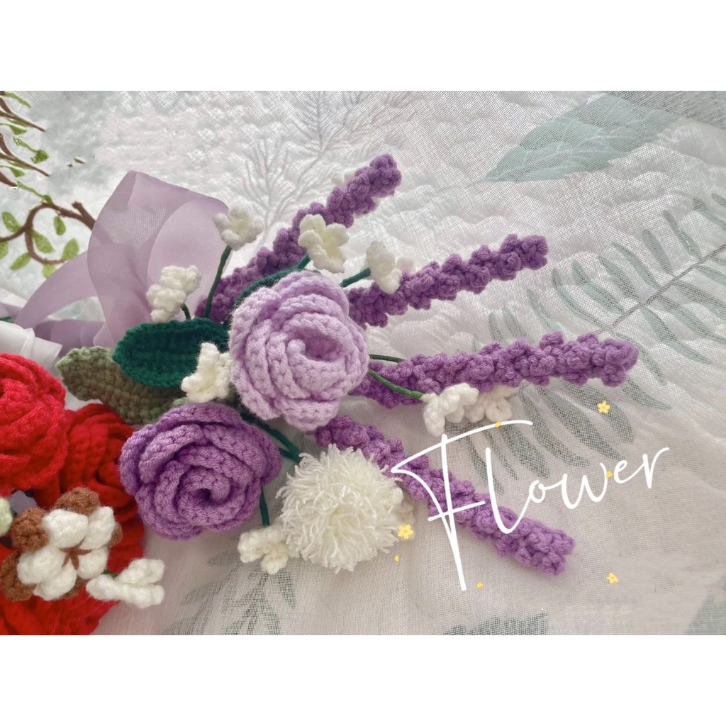 Hoa lavender handmade bằng len quà tặng , trang trí đặt theo yêu cầu