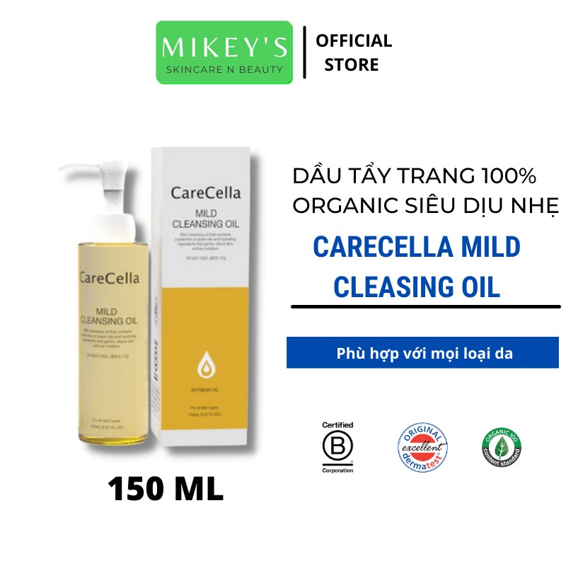 Dầu tẩy trang cho DA DẦU Carecella Mikeybeauty92 cho cả Da Dầu Mụn, Da Nhạy Cảm dịu nhẹ Hàn Quốc (150 ml)