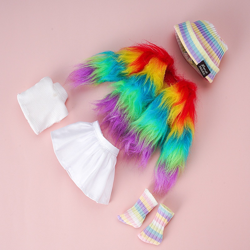 Áo Khoác Mùa Đông Màu Cầu Vồng Cho Búp Bê bjd 1 / 6 28cm