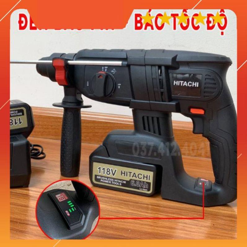 Máy Khoan Đục Bê Tông HITACHI 118V 3 Chức Năng, 2 PIN, Không Chổi Than