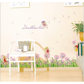 Decal dán tường Vườn hoa bồ công anh hồng