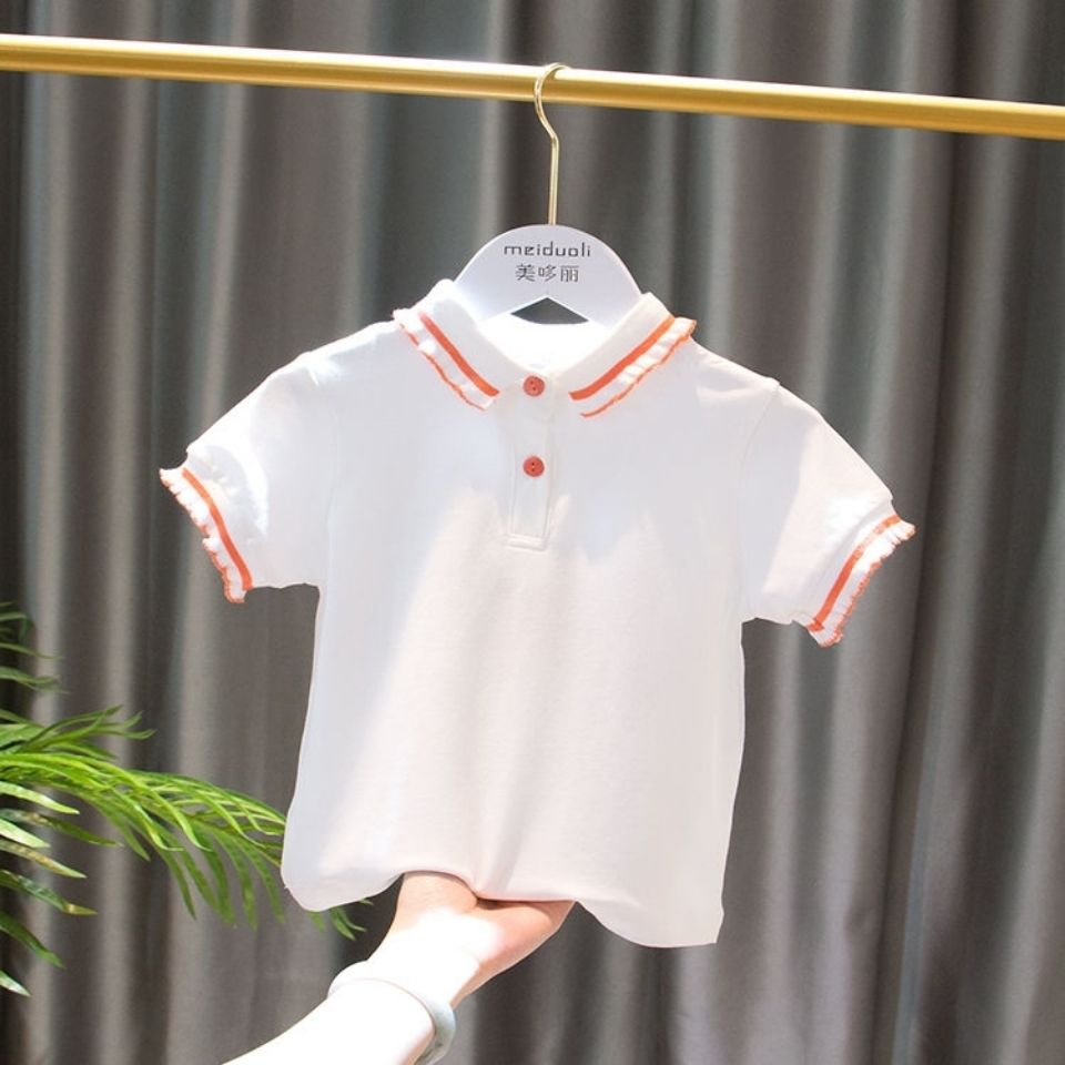 Áo thun polo tay ngắn phong cách mùa hè thời trang xinh xắn cho bé gái