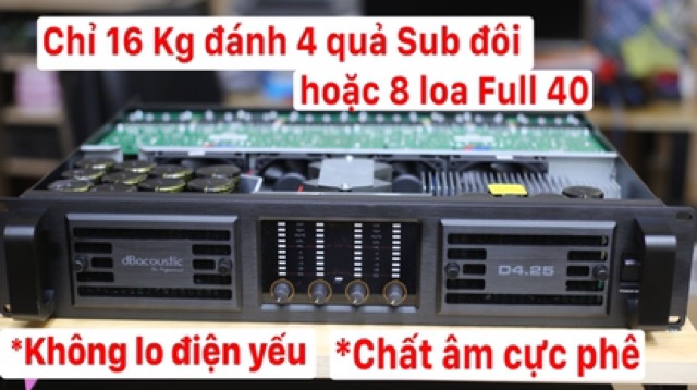 Cục đẩy 4 kênh dB D4.25 CS 10.000w – nguồn Xung Siêu Khủng