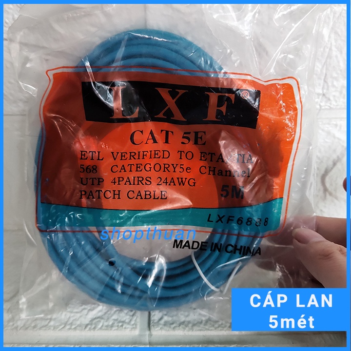 Cáp mạng LAN bấm sẵn 2 đầu RJ45 dài 5 mét - Cáp internet