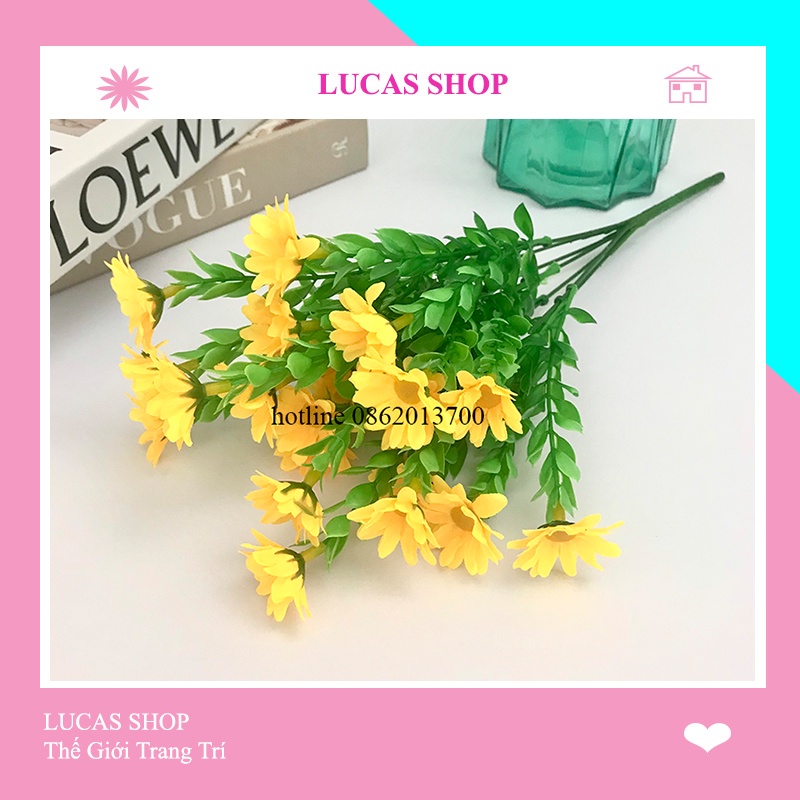 Hoa Giả - Cụm Hoa Cúc Dại 40cm Trang Trí Nhà Cửa, Cửa Tiệm Tinh Tế, Thanh Lịch