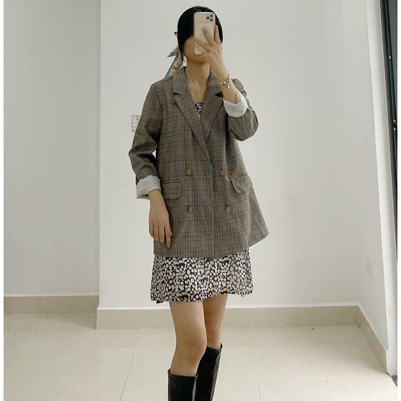 Khoác Vest kẻ thiết kế 2 lớp form vừa, made by TeamLu