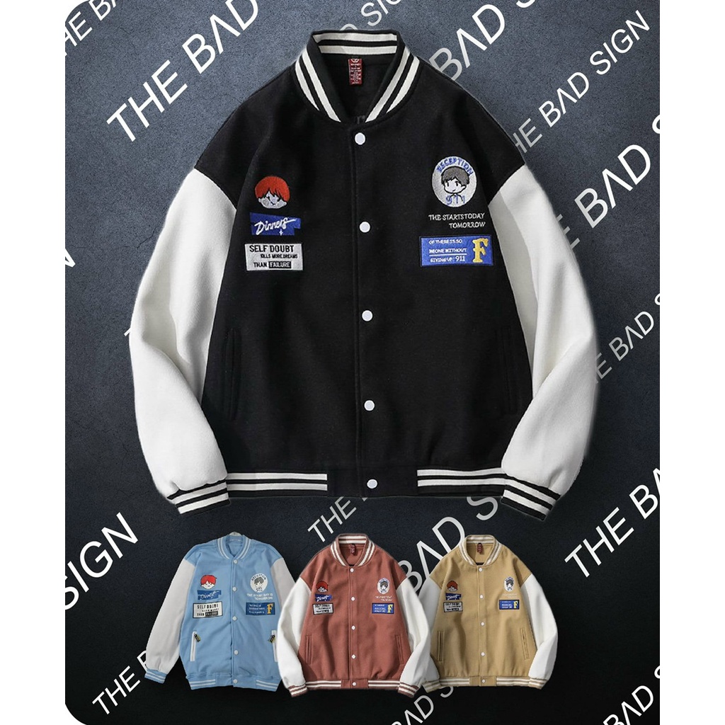 Áo bomber nỉ diner cardigan áo jacket varsity Phong Cách Hàn chất lượng cao cấp- GUTADI