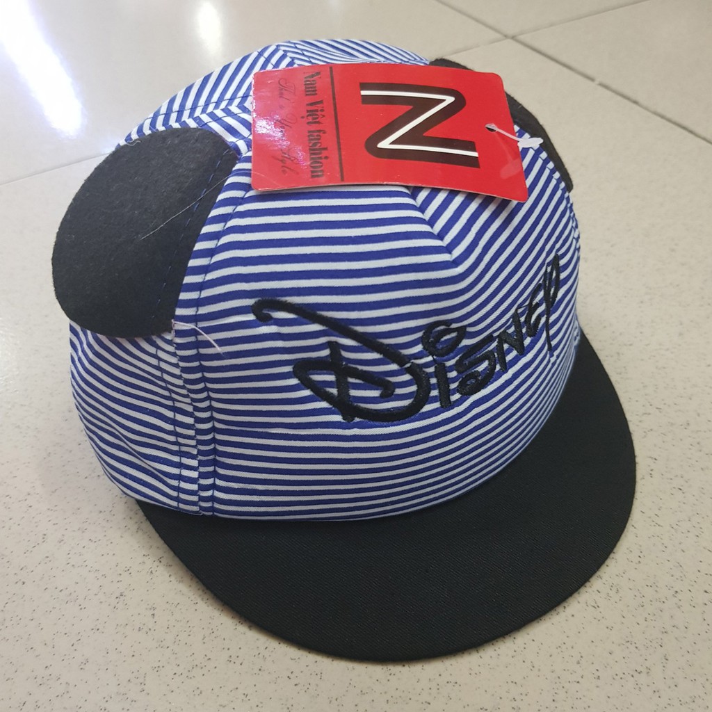 Nón kết sọc thêu chữ 2 tai dể thương cho bé trai nhỏ