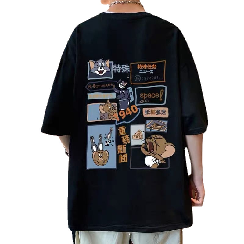 Áo Thun Tay Ngắn Cổ Tròn In Hình Hoạt Hình Dành Cho Nam Và Nữ size M-8XL