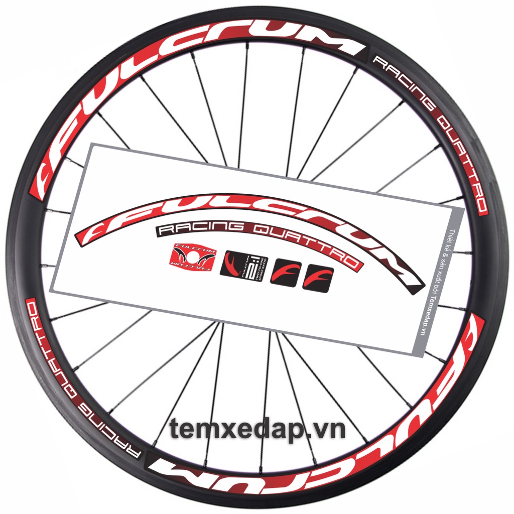 Tem decal dán vành niềng bánh xe đạp đua đường trường FULCRUM 700c | Tem vành xe đạp | Tem bánh xe đạp | Temxedap.vn