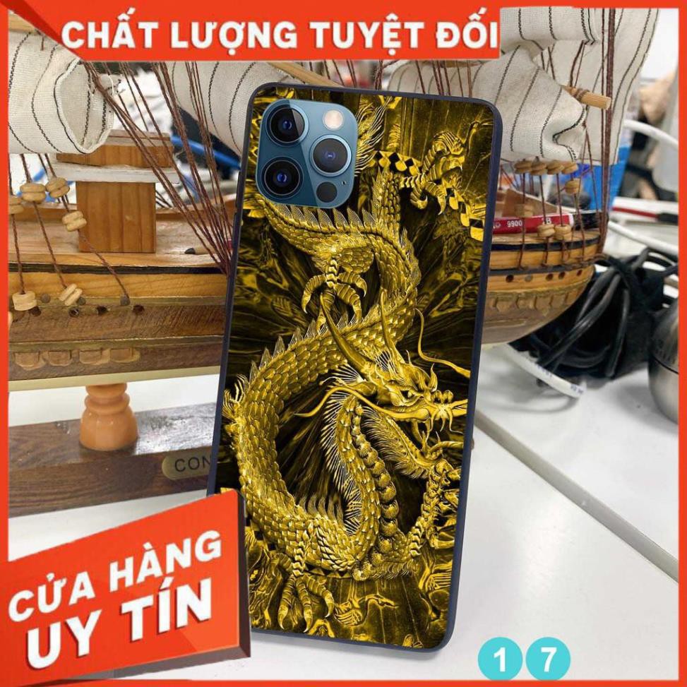 Ốp lưng in kính cường lực 3D đẹp, sắc nét họa tiết hình rồng vàng quyền lực cho Iphone 12/12 pro - 12 mini - 12 pro max