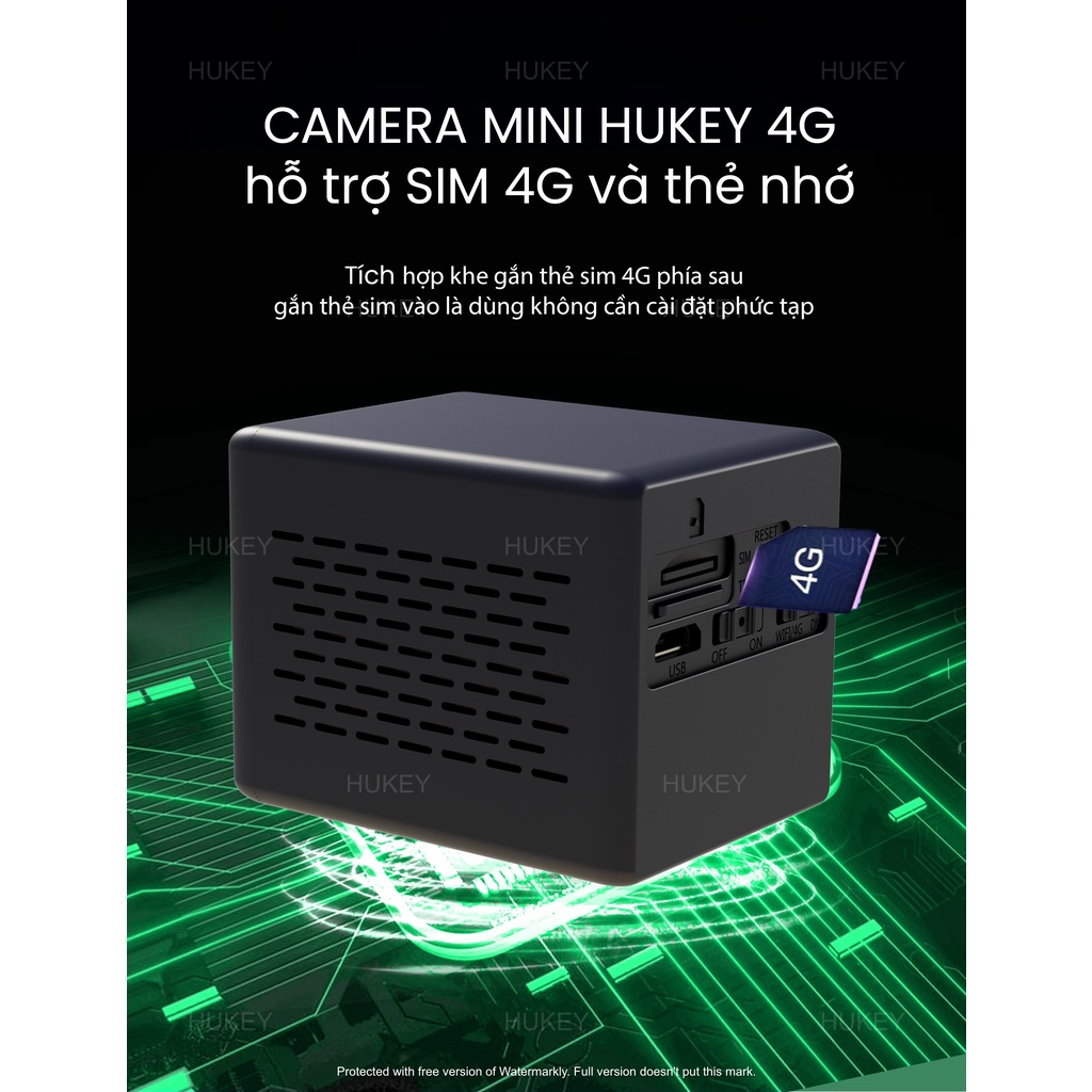 Camera quan sát Hukey Vision 4G, gắn sim 4G siêu nét FullHD 1080P quan sát từ xa qua điện thoại, cảm biến nhiệt