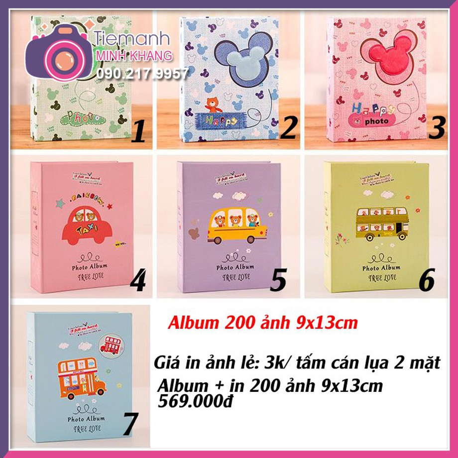 IN ẢNH KÈM ALBUM 200 tấm 9x13cm có ép, ảnh không phai