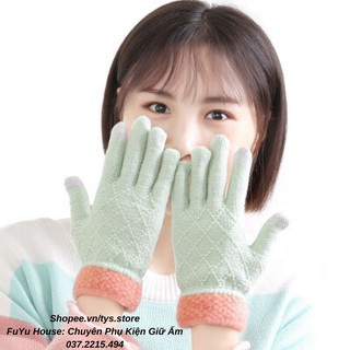 Găng tay len nữ Ulzzang giữ ấm thu đông Cảm Ứng phong cách Hàn Quốc - FuYu House