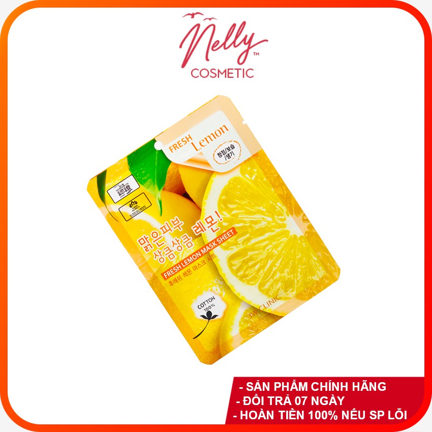 (❤️GIÁ TRẢI NGHIỆM❤️) Mặt nạ dưỡng da chiết xuất chanh tươi 3W CLINIC FRESH LEMON MASK SHEET 23ml