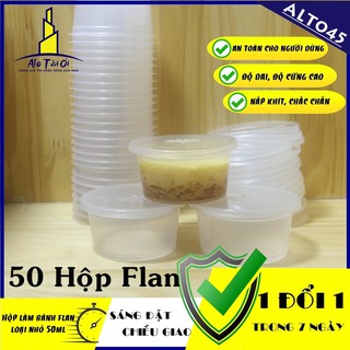 Hộp làm bánh Flan [50 cái kèm 50 nắp] loại Nhỏ ALT045 - Hộp Camramen 50ml AloTàiƠi - Dụng cụ làm bánh.