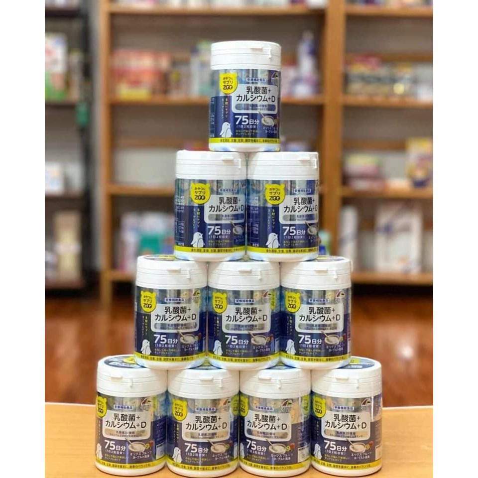 Kẹo bổ sung Vitamin, Canxi,Vitamin D, lợi khuẩn, Axit folic Cho Bé Unimat Riken 150 viên 75 ngày nội địa Nhật Bản