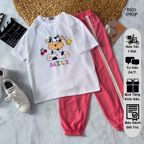 Đồ Bộ Nữ Teen Thun Cotton Quần Jogger Xịn Form Rộng Unisex QJ1