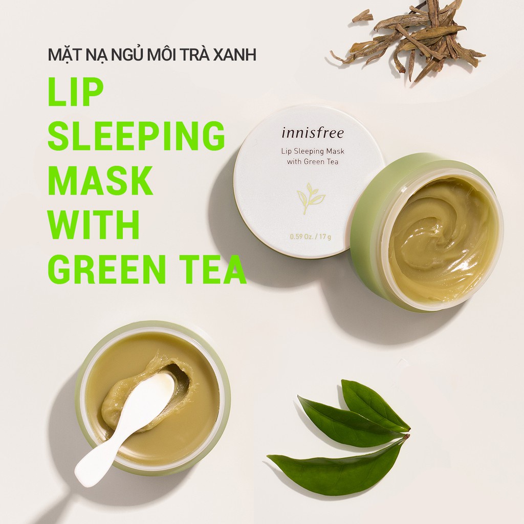 [Mã COSIF03 giảm 10% đơn 400K] Mặt nạ ngủ dưỡng ẩm trà xanh cho môi innisfree Lip Sleeping Mask With Green Tea 17g