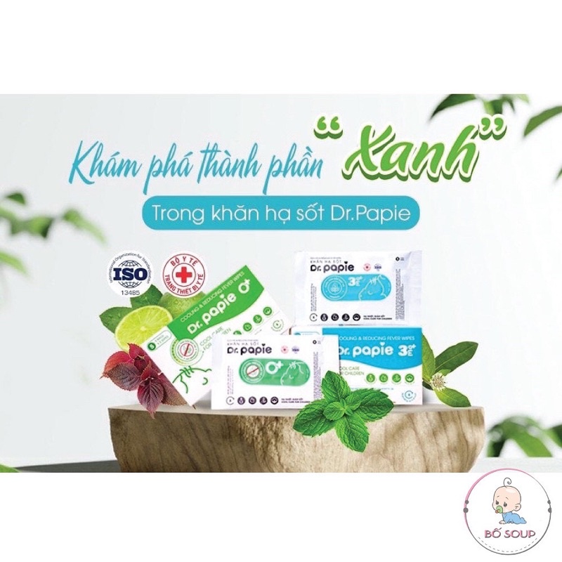 ‼️Khăn lau hạ sốt Dr.Papie 0+,3+ cho bé hạ nhiệt ngăn ngừa co giật‼️