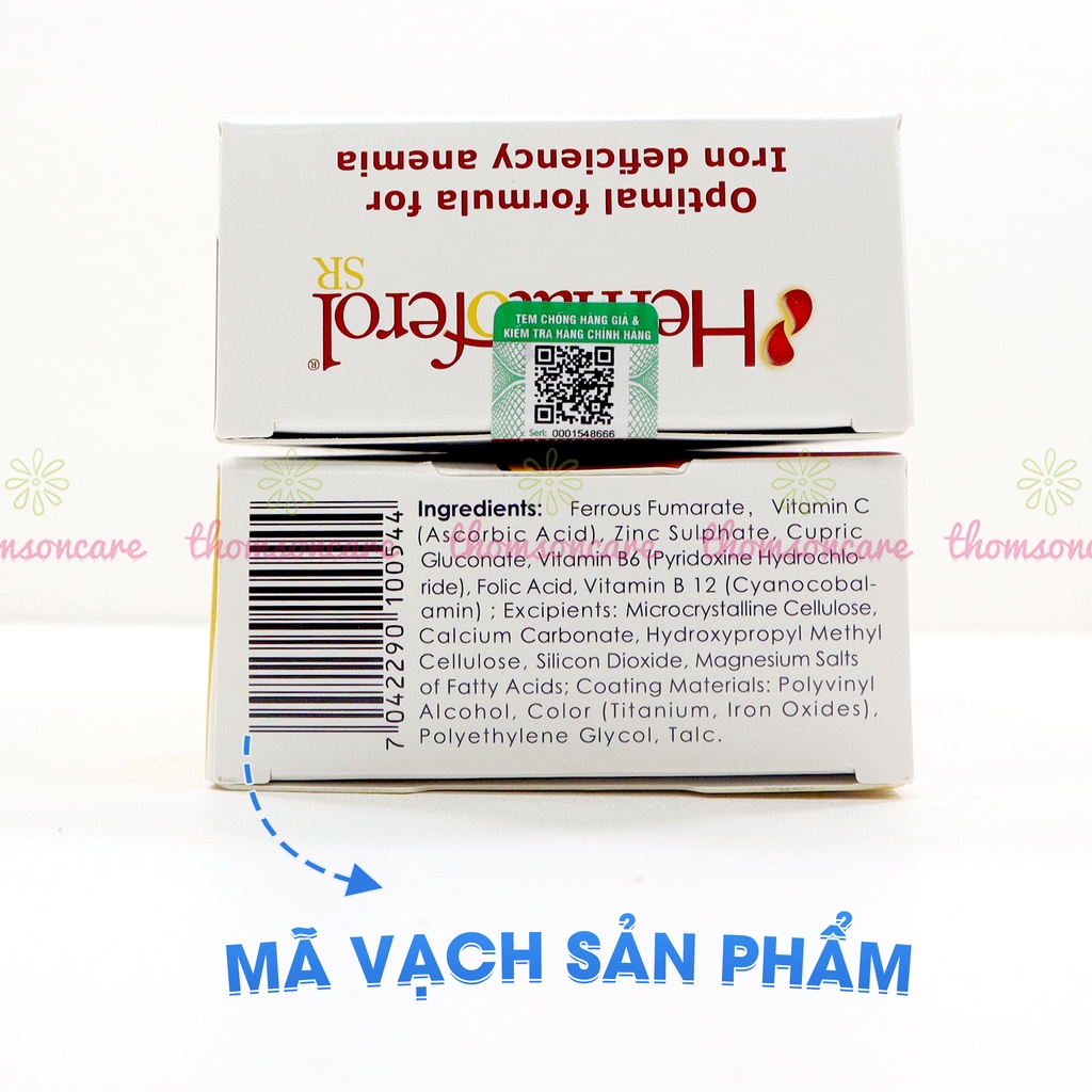 Viên uống bổ sung sắt, Folic acid hữu cơ Hematoferol cùng với các dưỡng chất cả cho mẹ và bé - Nhập Khẩu Châu Âu Hộp 30v
