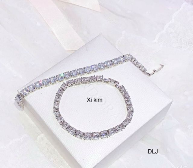 Lắc tay mềm 1 hàng đá bạc xi kim