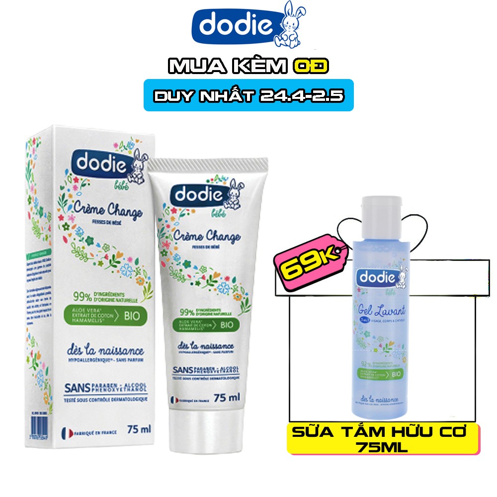 Kem hăm hữu cơ Dodie - 75ml