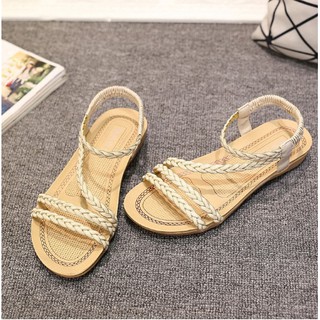 SANDAL NỮ 2 DÂY NGANG GÓT THUN CO DÃN