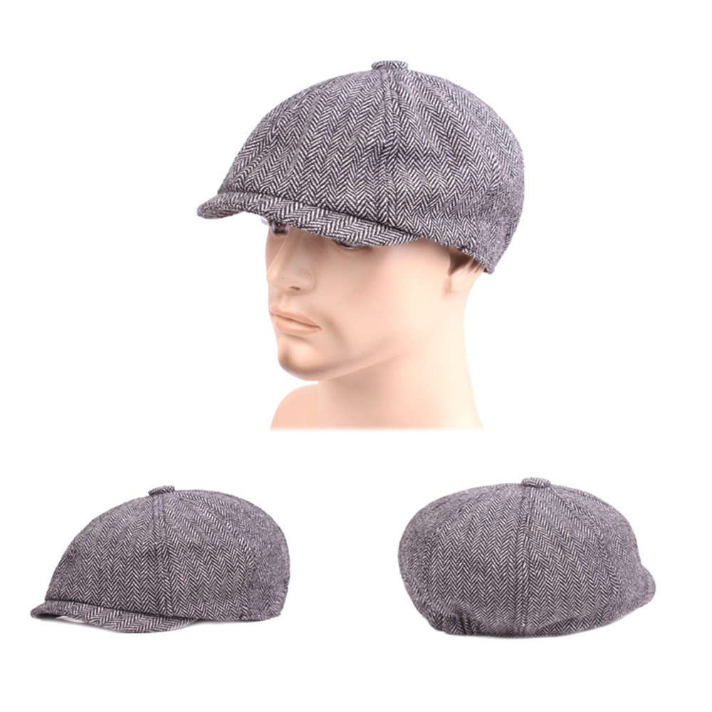 KORYES Herringbone Bakerboy Hat Shelby Hat Newsboy Hat Wool Blend Peaky Blinders Painter Hat Men Flat Cap/Multicolor