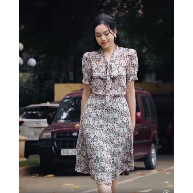 Áo Sơ Mi Cổ Nơ Họa Tiết Hoa Nhí 8A0106 -[Chính Hãng] UNI KOREAN FASHION