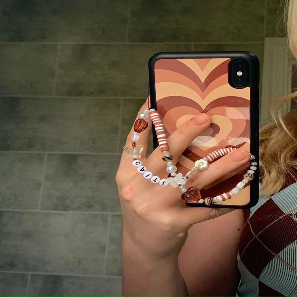 Dây Đeo Điện Thoại Xâu Hạt Acrylic Thủ Công Hình Mặt Cười Mắt Quỷ Thời Trang