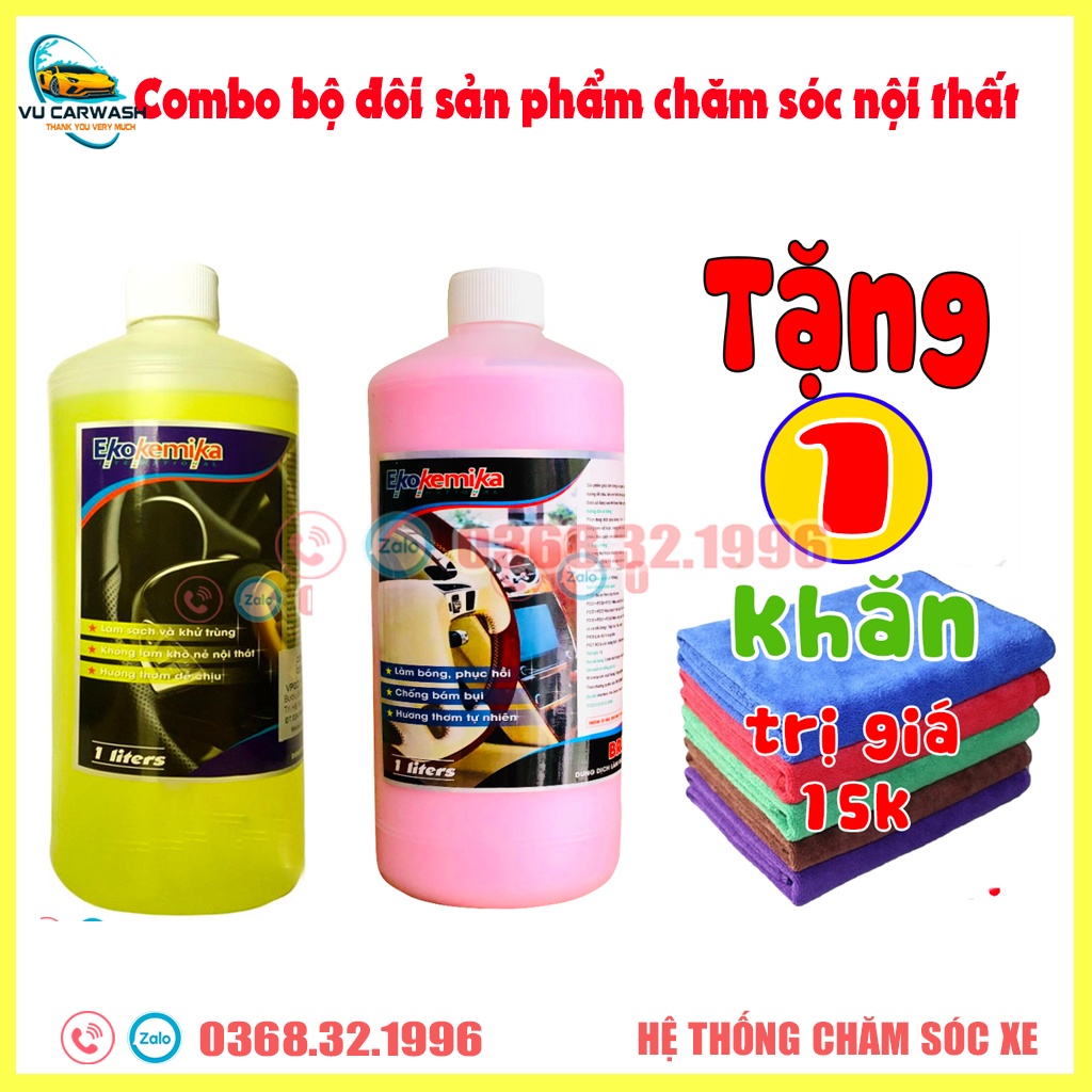 Combo Bô Đôi Sản Phẩm Chăm Sóc Nội Thất Ô Tô Ekokemika 1L