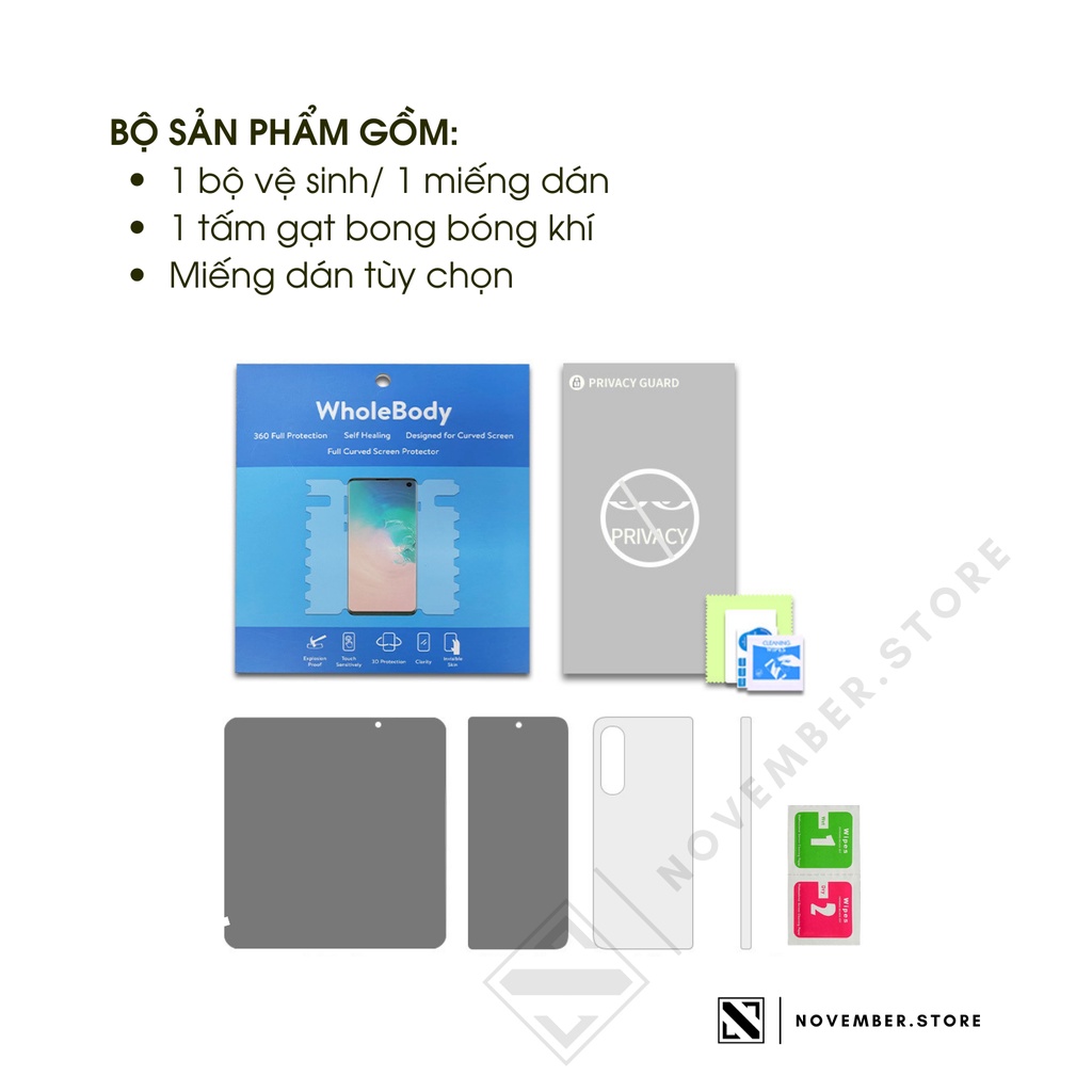 Miếng dán PPF trong suốt, chống nhìn lén cho Galaxy Z Fold 5 / Z Fold4 / Z Fold 3 - Tặng bộ vệ sinh