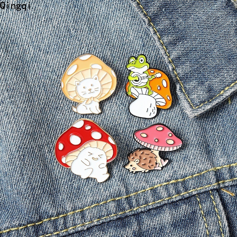 Ghim cài áo tráng men Miss Zoe hình cây nấm dễ thương cho trẻ em