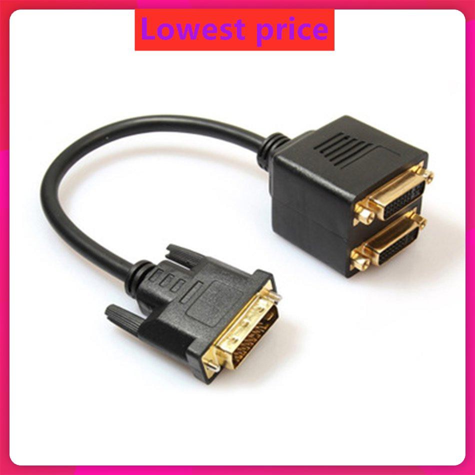 DVI Splitter Adaptor DVI-D Male to Dual 2 DVI-I Female Video Y Splitter Cable