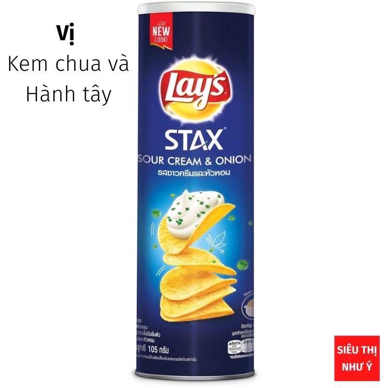 Bánh snack khoai tây ống Lays Stax 105g mix đủ 5 vị