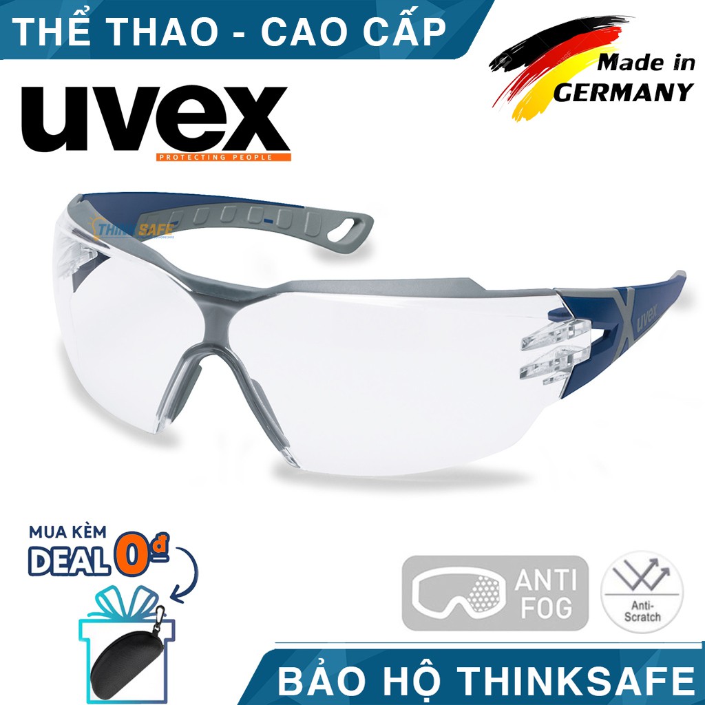 Kính bảo hộ lao động cao cấp Uvex Thinksafe, mắt kiếng chắn bụi đi đường, chống tia UV, bảo vệ mắt đa năng, ôm mặt - CX2