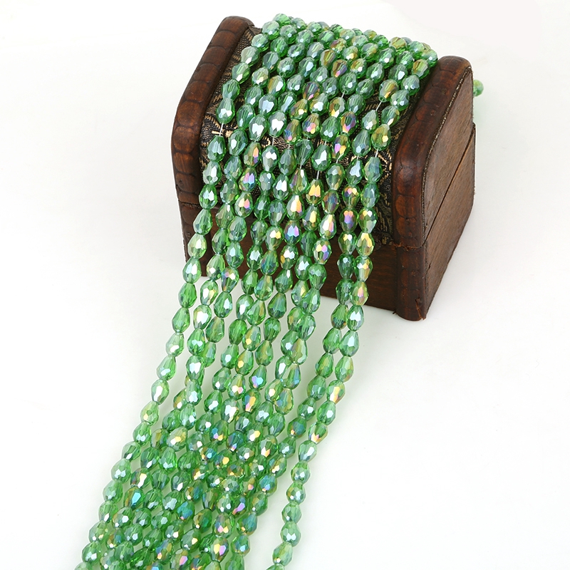 Bộ 70 hạt pha lê hình giọt nước 5x7mm dùng làm trang sức thủ công