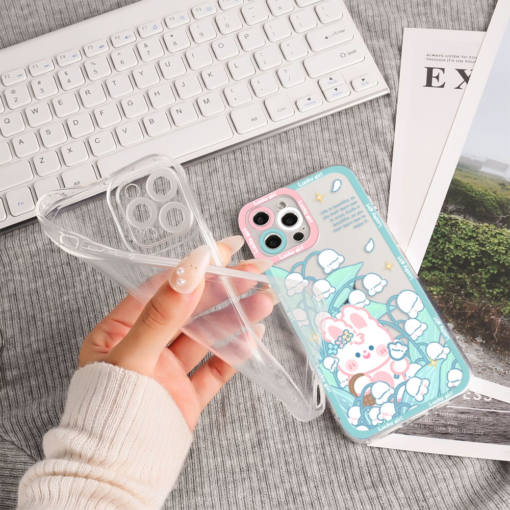 Ốp Điện Thoại Tpu Mềm Chống Sốc In Hình Thỏ Và Hoa Cho iPhone 11 12 13 pro max XS X XR XSMax 7 8 6 6s plus SE 2020