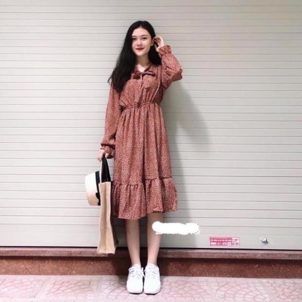 Váy hoa nhí - váy vintage cổ nơ