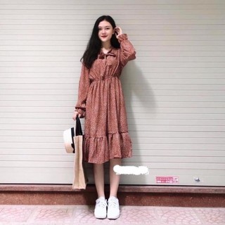Váy hoa nhí - váy vintage cổ nơ