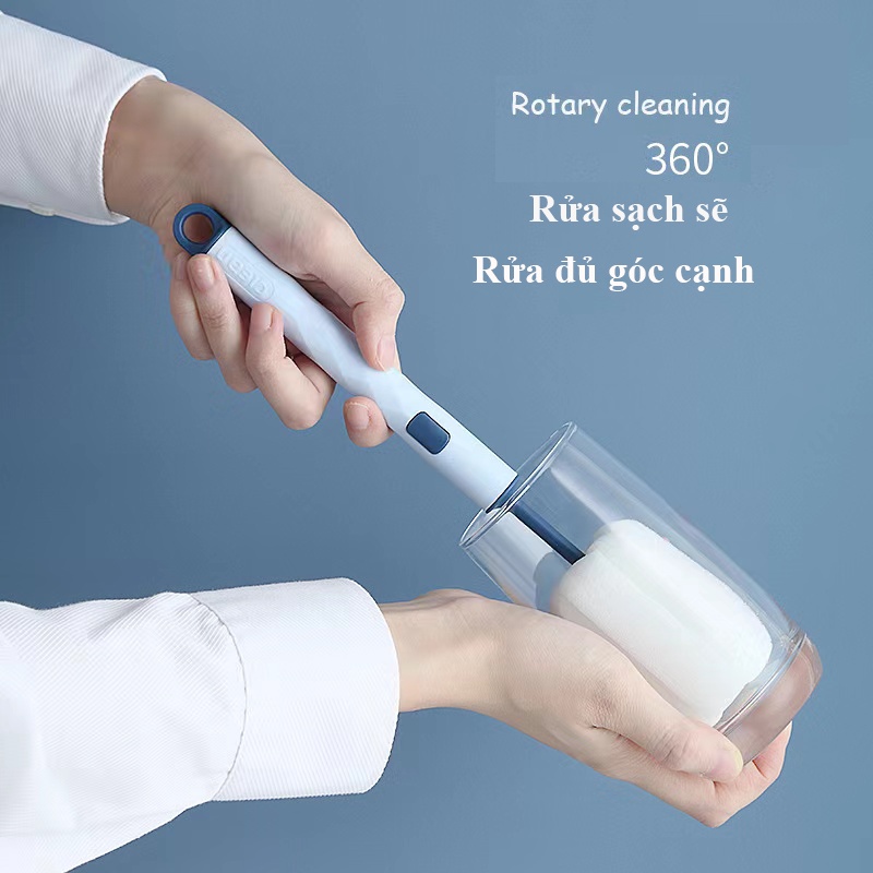 Cây cọ bình sữa,rửa bình sữa cao cấp tay cầm xoay 360 độ dùng cho mọi loại bình